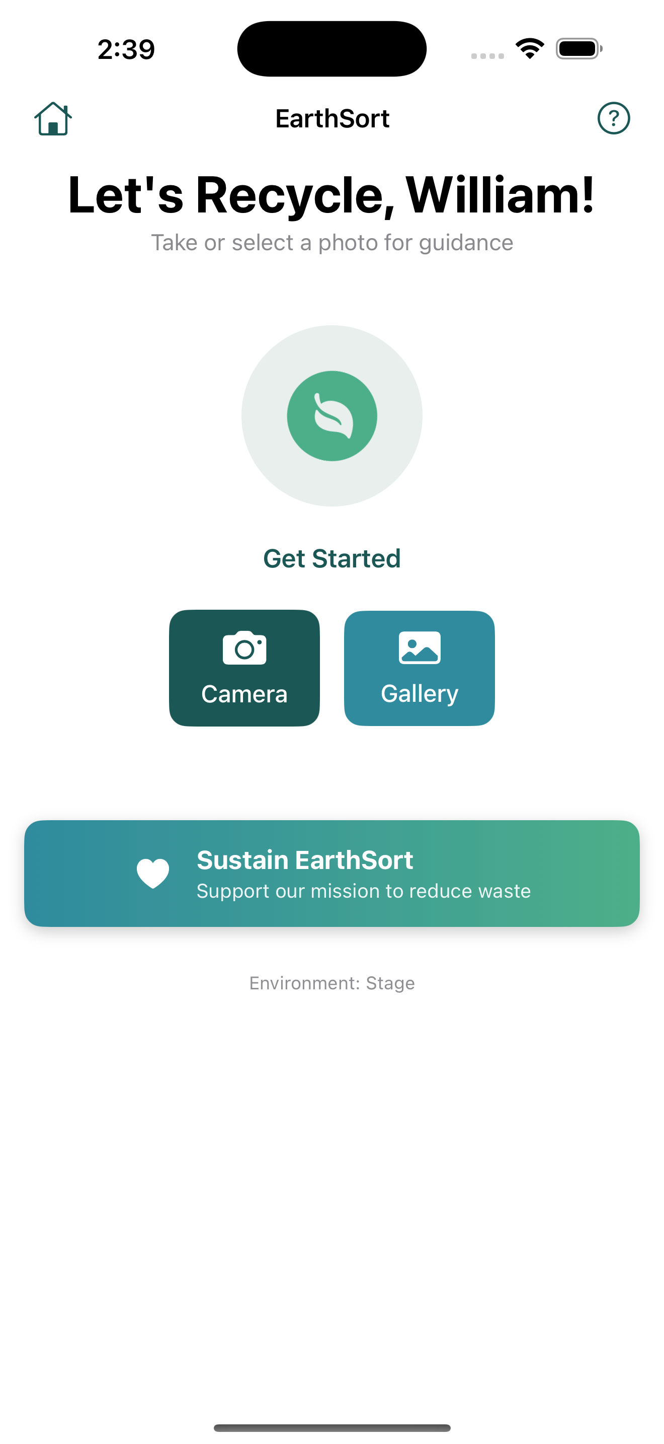 EarthSort App Screenshot - Home Screen